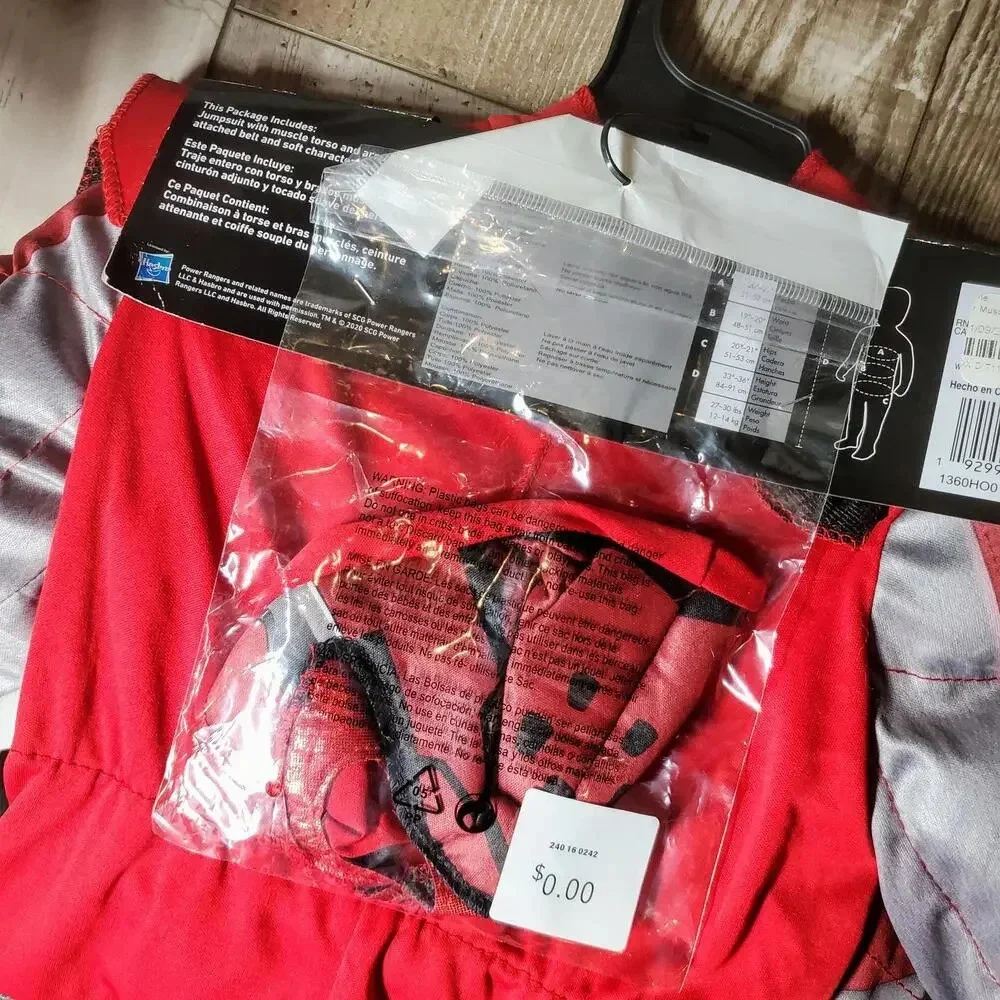 NWT Power Rangers Red Ranger Beast Morphers Halloween Costume 2T With Muscles